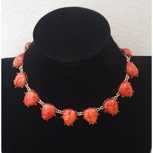 Amrita Singh Gold-Plated Necklace With Orange Resin Teardrop Shaped Faux Stones